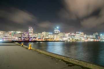 Fototapeta na wymiar Night time in the city, Wellington, New Zealand.