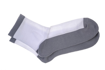 white-gray men's socks isolated on white background.