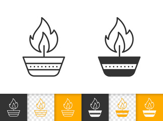 Candle Flame simple fire black line vector icon