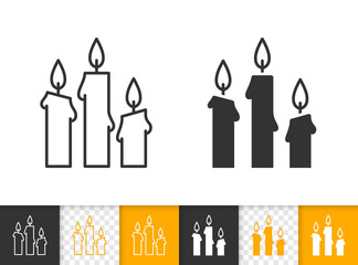 Candle Flame simple fire black line vector icon