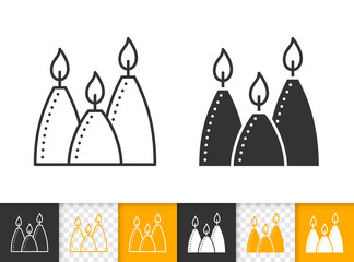 Candle Flame simple fire black line vector icon