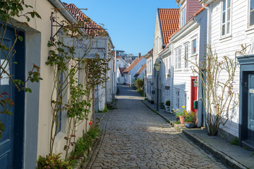 The narrow streets of the Old Town, Stavanger, Norway.