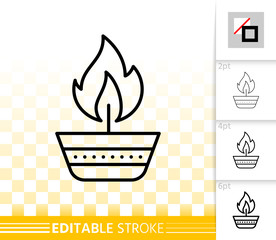 Candle Flame simple fire black line vector icon