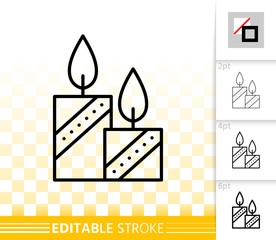 Fototapeta premium Candle Flame simple fire black line vector icon
