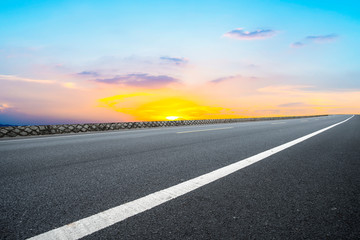 Sky Highway Asphalt Road and beautiful sky sunset scenery