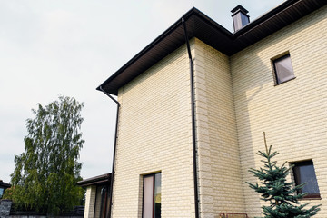 Obraz premium Cottage with panoramic large Windows. Glazing of the facade of the house.