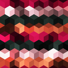 Obraz premium Hexagon grid seamless vector background. Colorful polygons bauhaus corners geometric design. Trendy colors hexagon cells pattern for game ui. Hexagonal shapes modern backdrop.