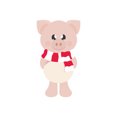 Obraz na płótnie Canvas winter cartoon pig with scarf