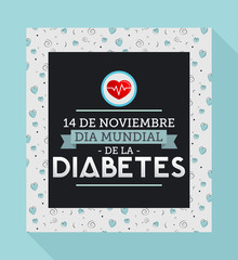 Dia mundial de la Diabetes, World Diabetes Day 14 november spanish text. Vector illustration card, poster or banner