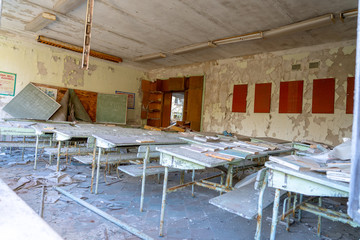 Abanonded school in Pripyat in Chernobyl Exclusion Zone