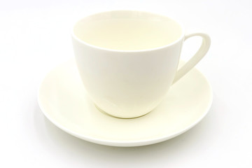 Empty coffee cup on white background