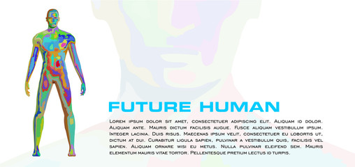 Colorful vector future human body on white