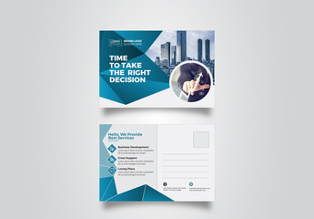 Postcard Layout with Blue Gradient Elements
