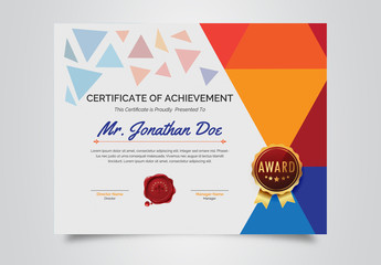 Multicolored Certificate of Achievement Layout