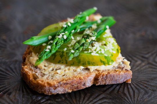 Green Tomato and Asparagus on Toast