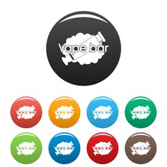 Vape bar icons set 9 color vector isolated on white for any design