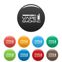 Vape man smoking icons set 9 color vector isolated on white for any design