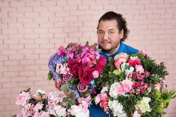 Florist. Funny fat man.