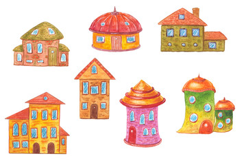 Watercolor cute cartoon house