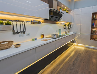 Modern kitchen in a luxury apartment