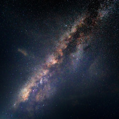 Beautiful landscape mountains and lake in the night with Milky Way background, Chiang mai , Thailand