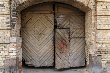 Old wooden closed shutters