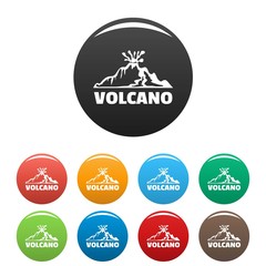 Volcano icons set 9 color vector isolated on white for any design