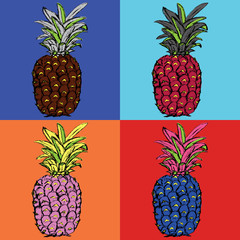 Pineapple. Exotic tropical fruit. Sketch. Pattern - 232533891