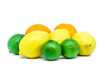 Orange Lime Lemon , Citrus Fruits isolated on white background