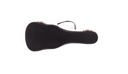 black guitar case on a white isolated background