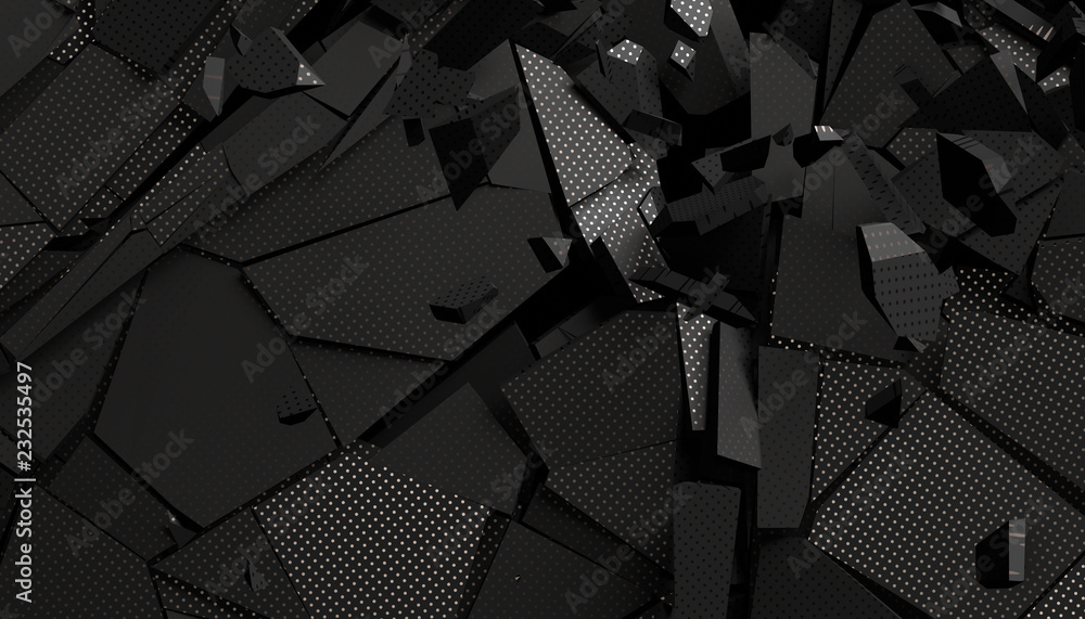 Poster abstract 3d rendering of cracked surface. modern background design, wall destruction