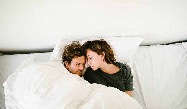 young couple sleeping