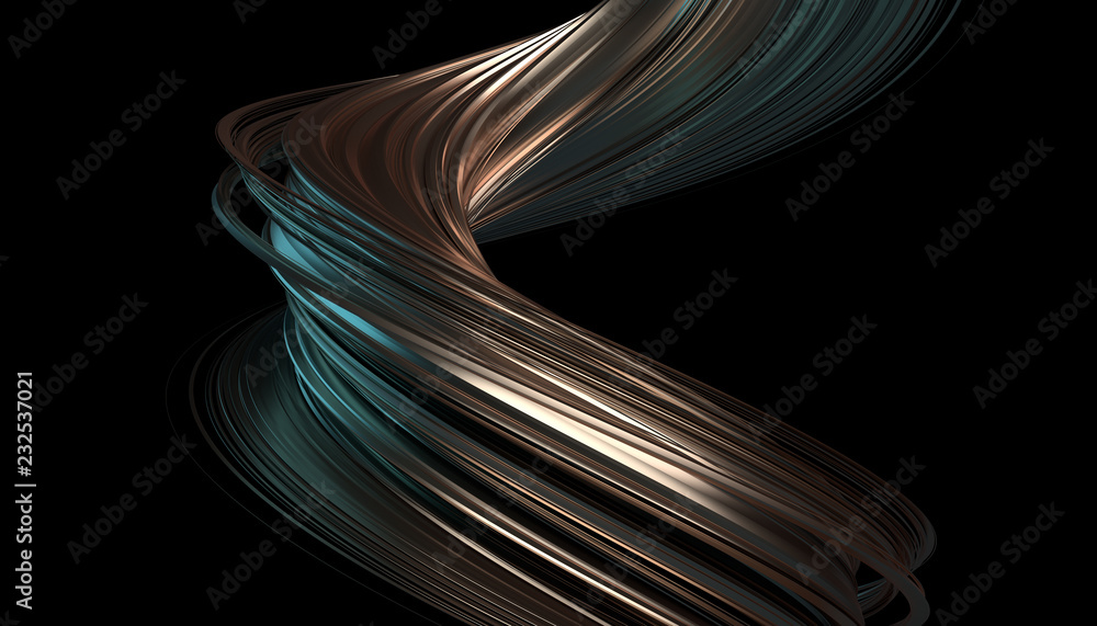 Poster abstract 3d rendering of twisted lines. modern background design, illustration of a futuristic shape