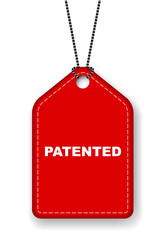 red vector banner patented