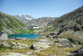 Fototapeta na wymiar The Lake the Great St Bernard Pass, Switzerland and Italy Border, Alps, Europe