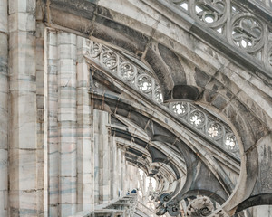 Fototapeta premium Duomo Cathedral Exterior Detail, Milan, Italy
