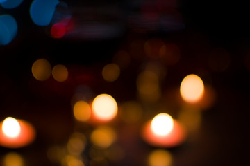 Multicolored lights in defocus.