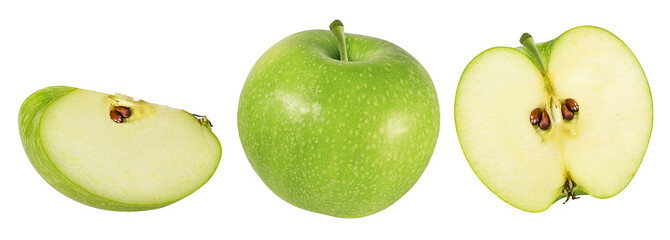 Fresh green apple isolated on white background with clipping path