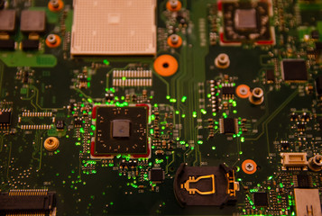 Computer microprocessor chip development. Modern scientific technology. Engineer data electronics...