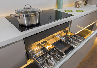 Modern kitchen in a luxury apartment