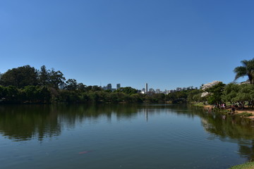 landscape with lake and blue sky