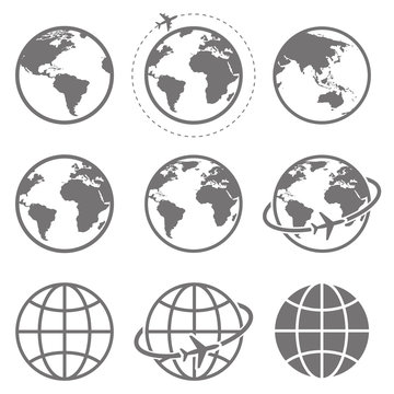 Earth icon collection. Globe. Vector