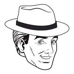 pop art man face in black and white