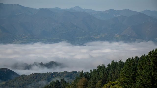 picos de europa mountains spain fitu morning fog mist clouds