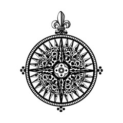 Windrose. Design element of vintage nautical maps. Hand-drawn sketch