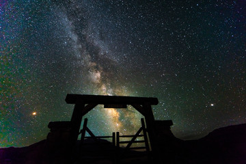 RIDGWAY COLORADO USA - Milkyway Stars over Last Dollar Ranch gate, Ridgway Colorado