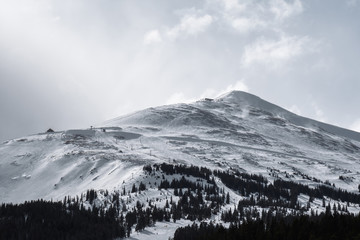 Fototapeta na wymiar Dramatic winter storm over Peak 8, Rocky Mountains, Colorado