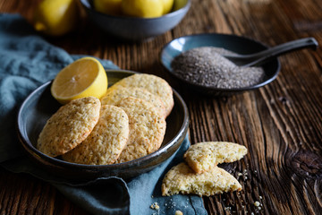 Homemade lemon cookies with chia seeds
