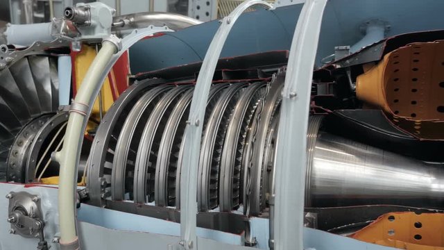 Slider View Of Internal Components Of Aircraft Engine In Cross Section