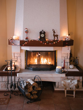 Cozy fireside at home